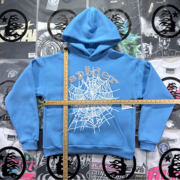 Sp5der OG Web V2 Hoodie ‘Dusty Blue’ - Picture 2 of 6